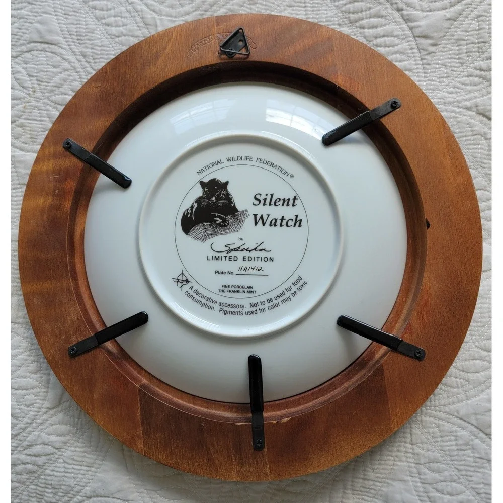 Vintage Franklin Mint Silent Watch Panther Limited Edition Porcelain Plate Frame